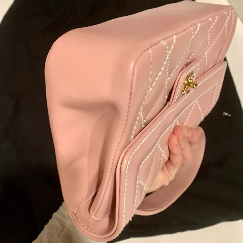 Rare Vintage Chanel Mauve Pink Surpique Top-Handle Flap Bag - Picture 5 of 11